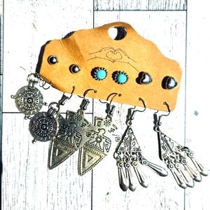 Antique Finish and Turquoise Earring Set